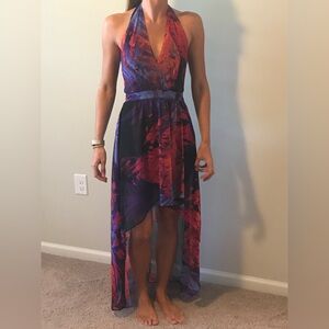 Elegant Multicolor Halter Dress